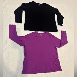 JCPenney Black and Purple Long Sleeve Tees stretch in excellent condition